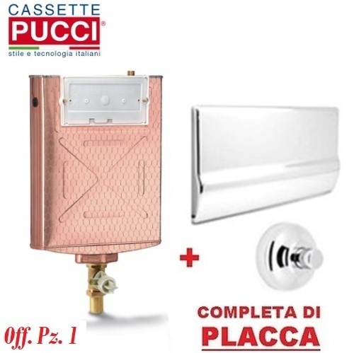 Cassetta Incasso Pucci Rame Pulsante Basso Completa Di Placca rosone Cromata 7512.