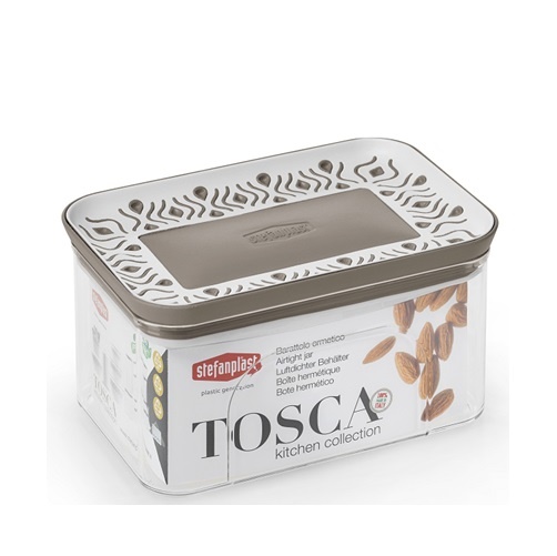 Barattolo Rettangolare Tosca 0,7Lt Bianco/Tortora Chiaro Plus Pf55550