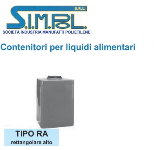 Serbatoio Simpol Rettangolare Alto. 300 Lt
