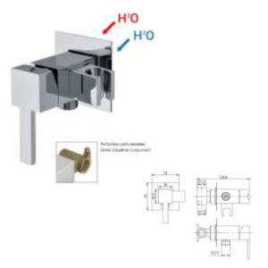 Miscelatore Per Idroscopino Cromo C/Innesto Conico 1/2Mm Quadro  RUIS19121CR