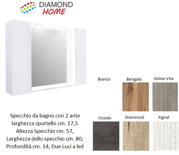 Specchiera Smile Da 80 Cm Con 2 Ossido Smile80Os