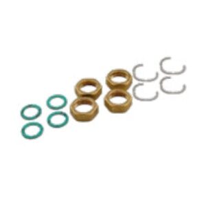 SET ISTALLAZIONE (4 DADI+ 4 GUARNIZIONI PIANE + 4 ANELLI + 2 NIPPLI) TUBO INOX DN16 X 3/4"