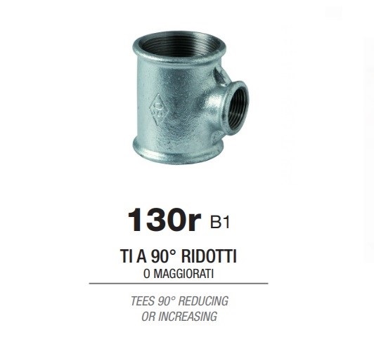 Tee Ridotta Figura 130R Zincata. 2"X1/2"