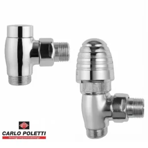 Valvola & Detentore Cromo Lucido Coppia V291 Valvola V291 Detentore Uscita 1/2"  Attacco Carlo Poletti  V291-V292