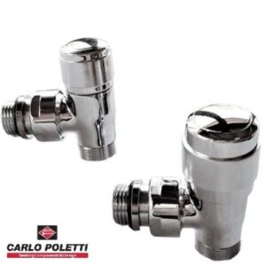 Valvola & Detentore Cromo Lucido Coppia V77100B Valvola V77200B Uscita 3/8"  Attacco Carlo Poletti  V77B38