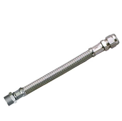 Flessibile inox 1/2" Maschio Uscita Ø 10 Bicono.