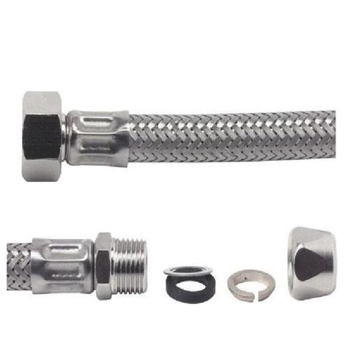 Flessibile inox 1/2" Femmina Uscita Ø 10 Bicono.