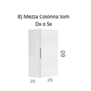 Mezza Colonna Slim CM. 60 H x25 L x25 P Apertura Dx.