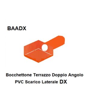 Bocchettone Terrazzo Pvc Arancio Spigolo Muro 3 Angoli scarico lato.