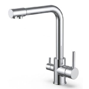 Miscelatore cucina per filtro d'acqua potabile acciaio inox lucido 3 Vie linea osmosi
