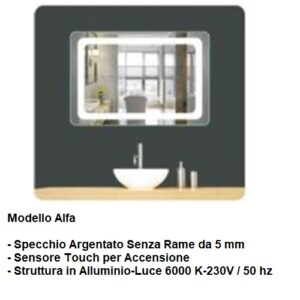Specchiera Modello Alfa- Specchio Argentato cm. 60x80