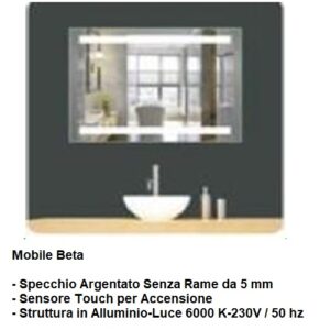 Specchiera Modello Beta- Specchio Argentato cm. 60x80
