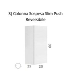 Colonna Mobile Bagno 60 H Sospesa Slim con Apertura Push Reversibile. 20X14X60 Bengala