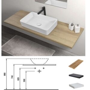 Mensola sospesa per lavabo bagno da appoggio spessore 45 profondità 50. 80X50X45 Colore Signal