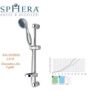 Saliscendi Cromato con doccia multifunzione Sainata.Cromo Completo di Postasapone.