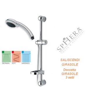 Saliscendi Doccia 5 Getti Con Porta Sapone.
