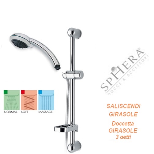 Saliscendi Doccia 5 Getti Con Porta Sapone.