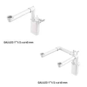 Sifone Galileo Per Lavelli 1"1/2 x ø 40, Doppio Scarico Elettrodomestici.