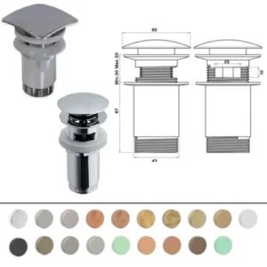 Piletta Click Clack In Ottone Con Troppo Pieno.