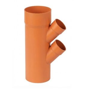 Derivazone A Vee 45° Ridotta 2 attacchi laterali Braga Pvc Arancio.