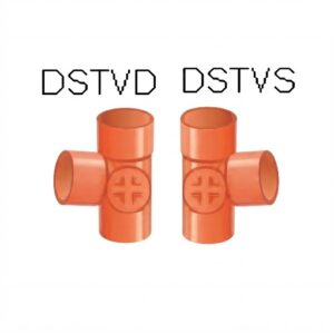 Derivazone A Tee 87°30' Pvc Arancio Con Tappo Di Ispezione Dx.