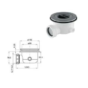 Accessori Piatti doccia Ardesia.Sifone Per Piatto Doccia Foro D.90 Mm Senza Tappo DiCopertura; Completamente Ispezionabile; Portata > 30 L/Min  2113.90