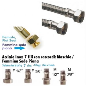 Flessibile inox Ø 3/8" FF. 25 Cm