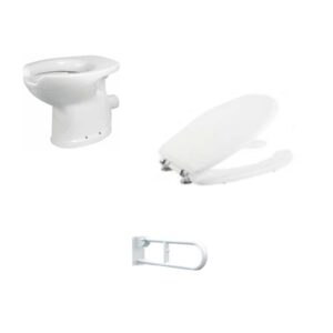 Composizione:
1) Vaso Disabile 
2) Copriwater Disabile
3) Maniglione Ribaltabile